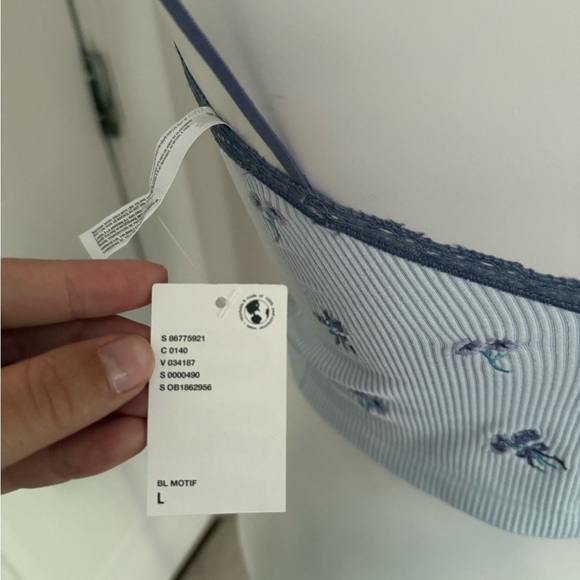 Out From Under Women Blue Floral Ribbed Seamless Cami Tank Top Size L Y2K Trend - Picture 6 of 9